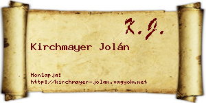 Kirchmayer Jolán névjegykártya